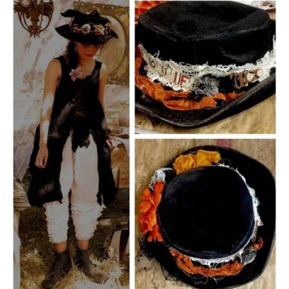 Antique Upcycled Hat Like Magnolia Pearl - Picture 1 of 1
